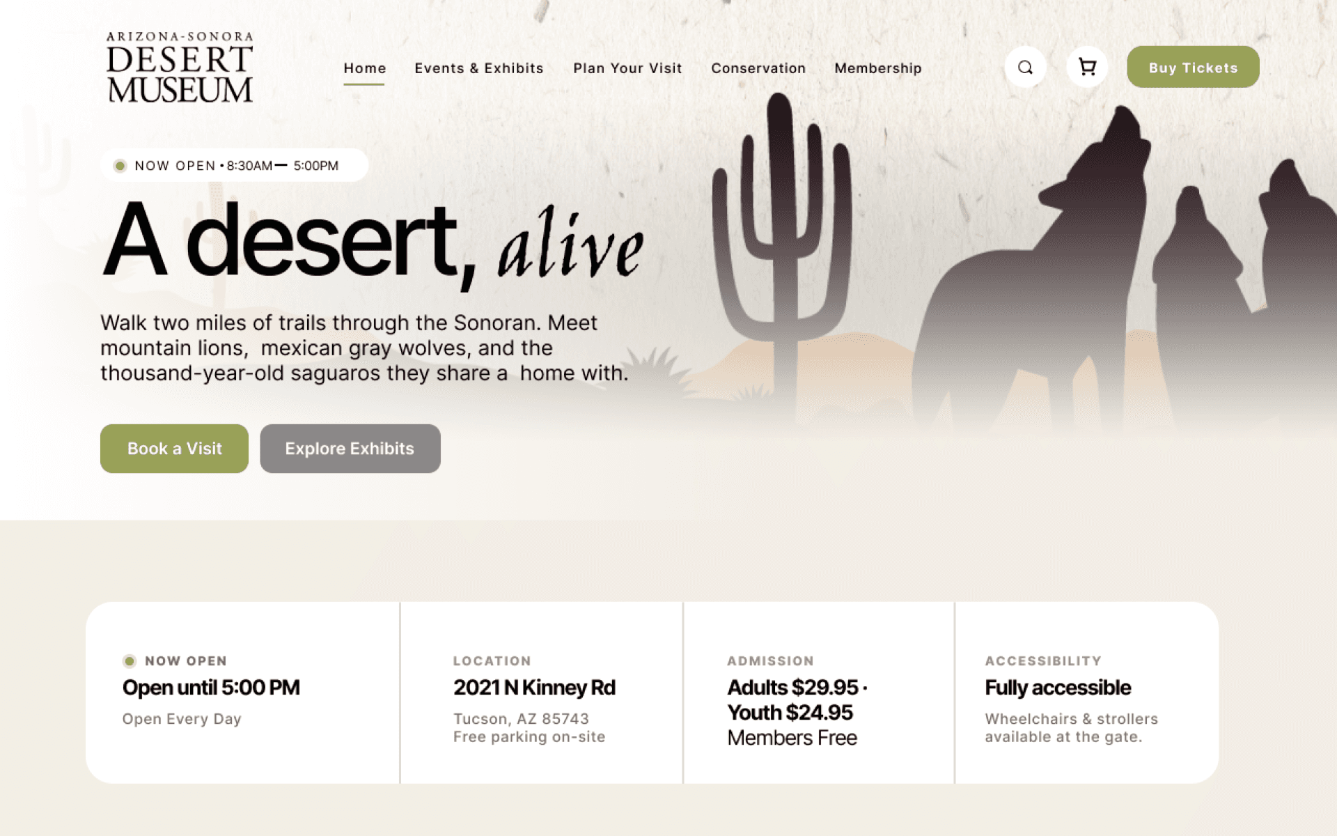 Arizona-Sonora Desert Museum, my redesigned homepage.